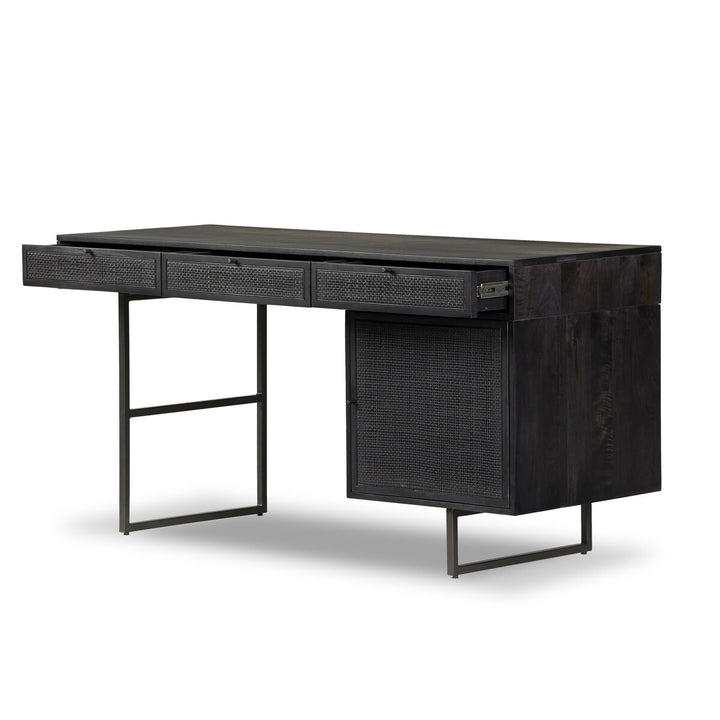 Monterey Desk - Black Wash W/ Black Cane