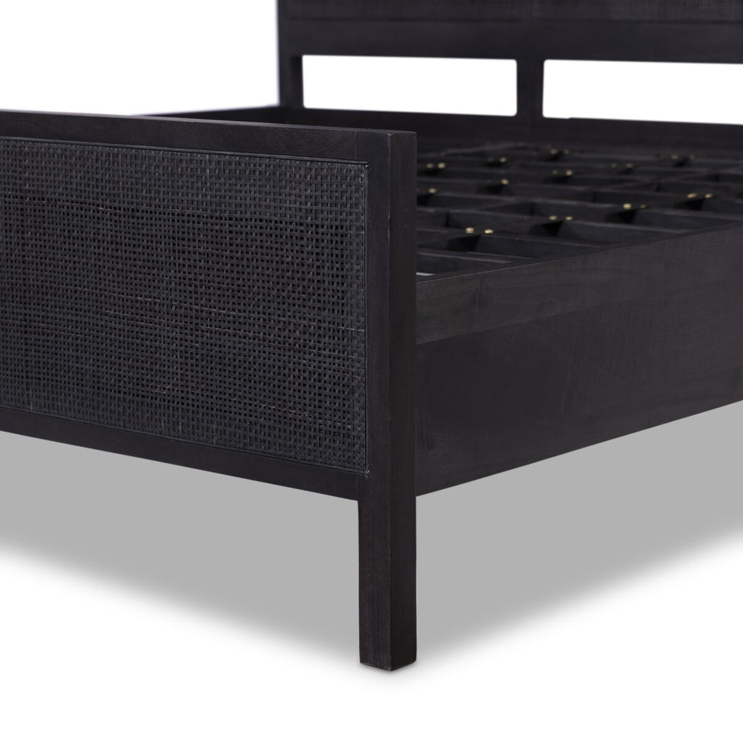 Adelaide Bed - King - Black Wash W/ Black Cane