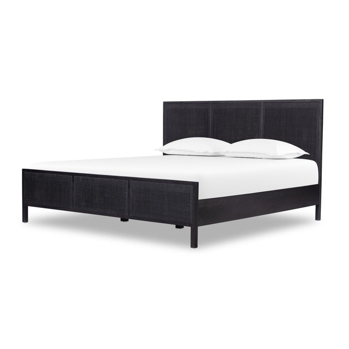 Adelaide Bed - King - Black Wash W/ Black Cane