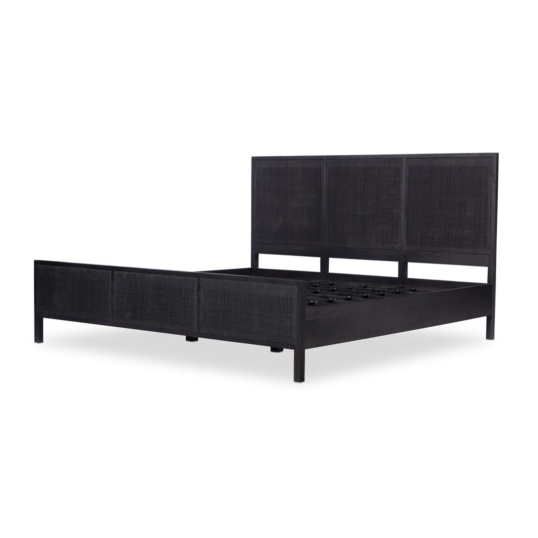 Adelaide Bed - King - Black Wash W/ Black Cane