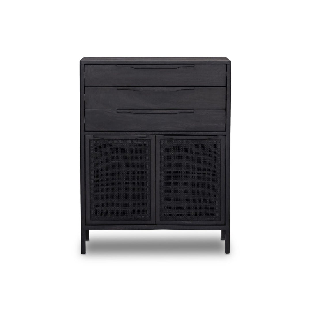 Adelaide Tall Dresser - Black Wash W/ Black Cane