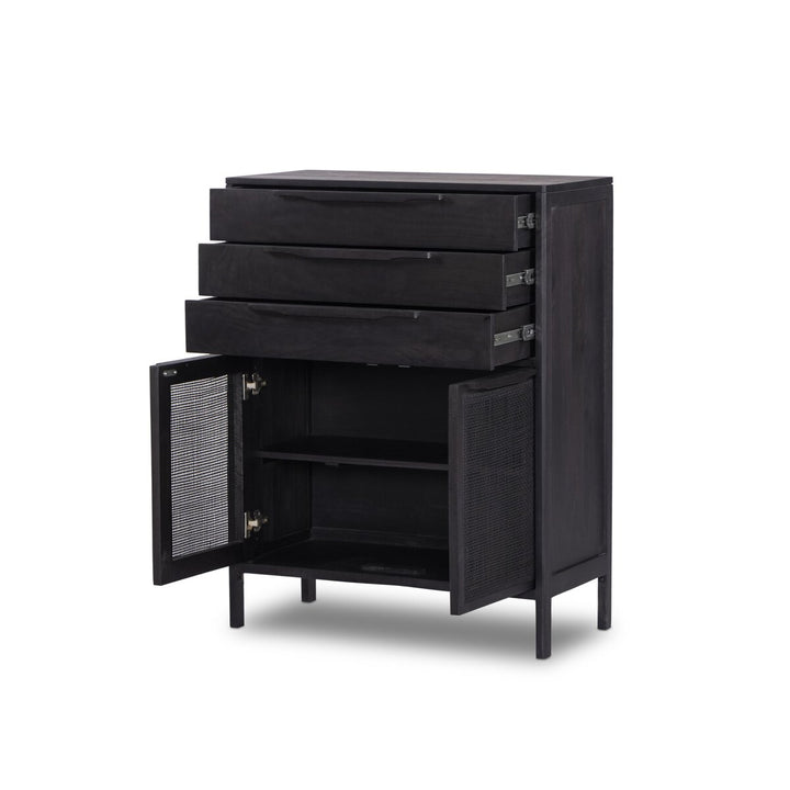 Adelaide Tall Dresser - Black Wash W/ Black Cane