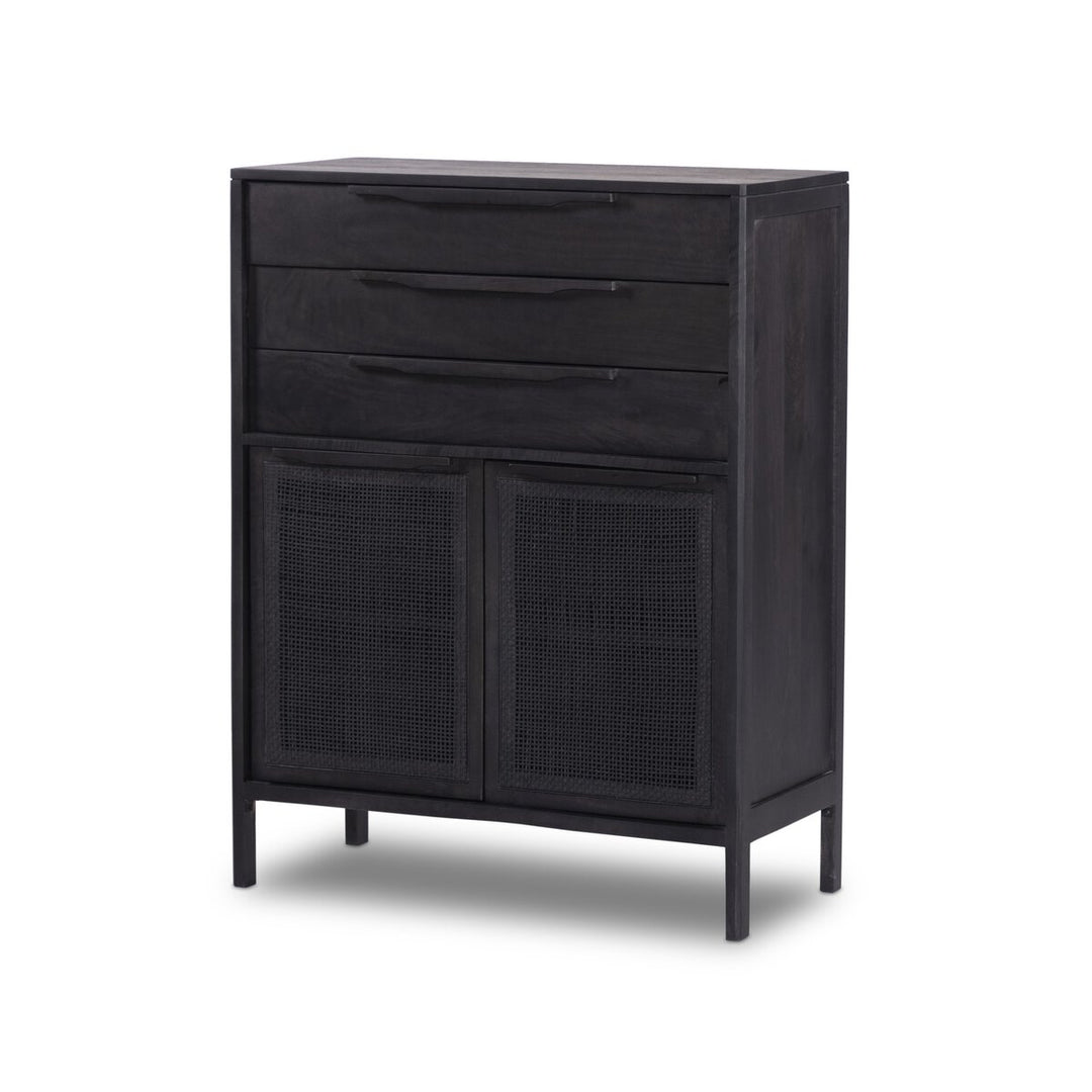 Adelaide Tall Dresser - Black Wash W/ Black Cane