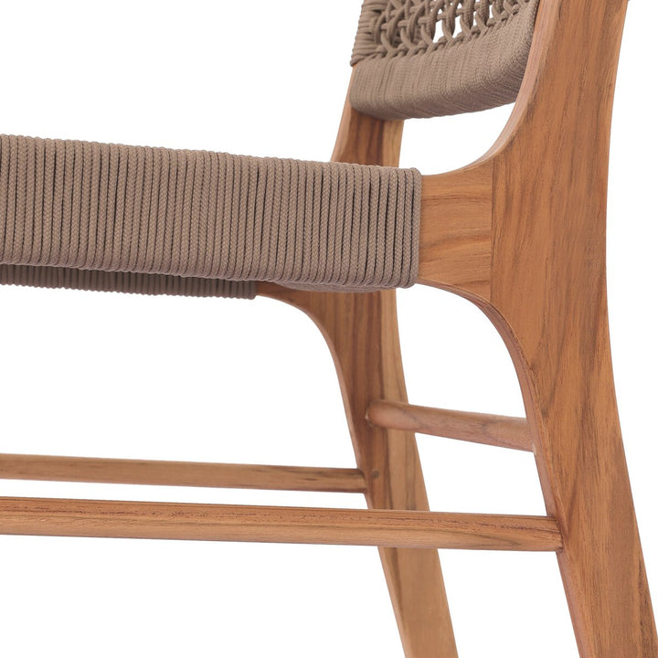 Belmont Outdoor Dining Chair - Natural Teak - Khaki Rope