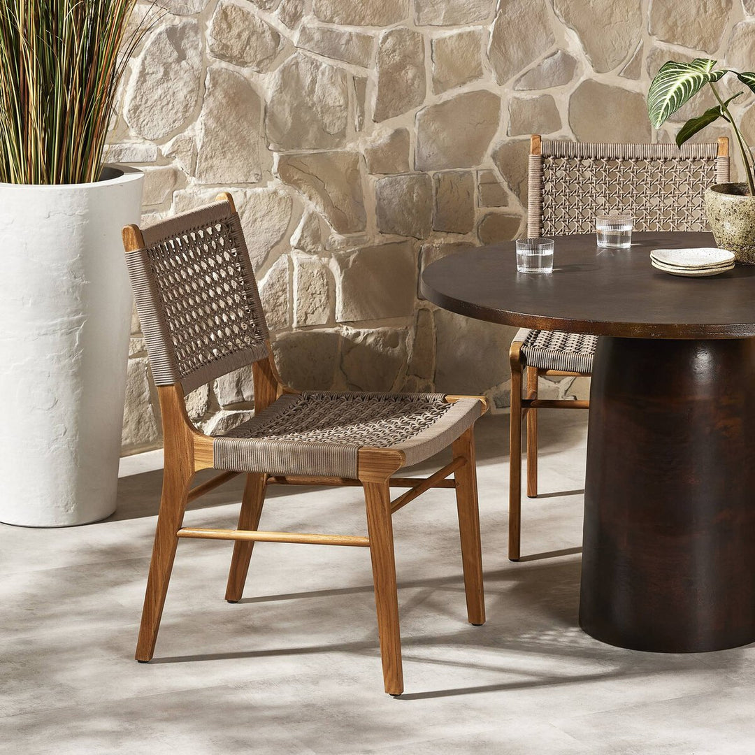 Belmont Outdoor Dining Chair - Natural Teak - Khaki Rope