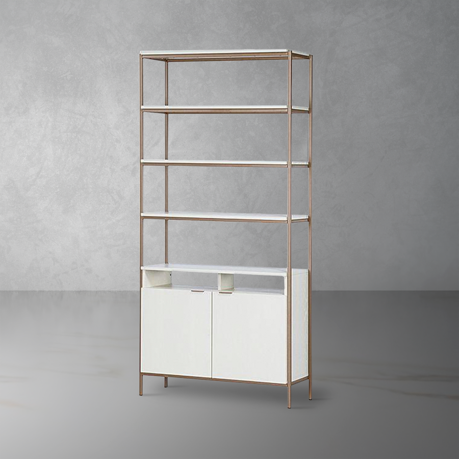 Ambrose Modular Bookcase - Large-Sunpan-SUNPAN-107644-Bookcases & CabinetsChampagne Gold - Cream-1-France and Son