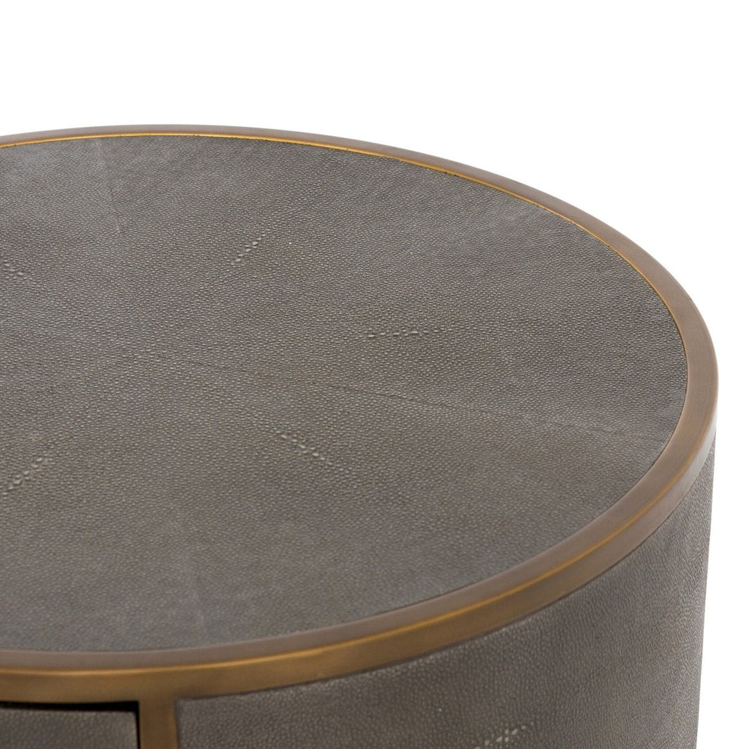 Sabrina Round Nightstand - Grey Shagreen