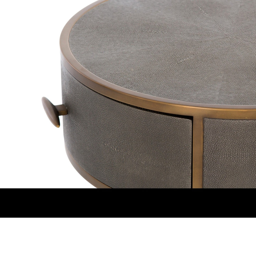 Sabrina Round Nightstand - Grey Shagreen