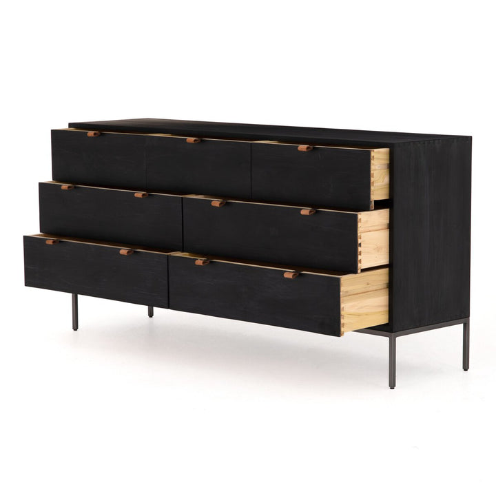 Troy 7 Drawer Dresser - Black Wash Poplar