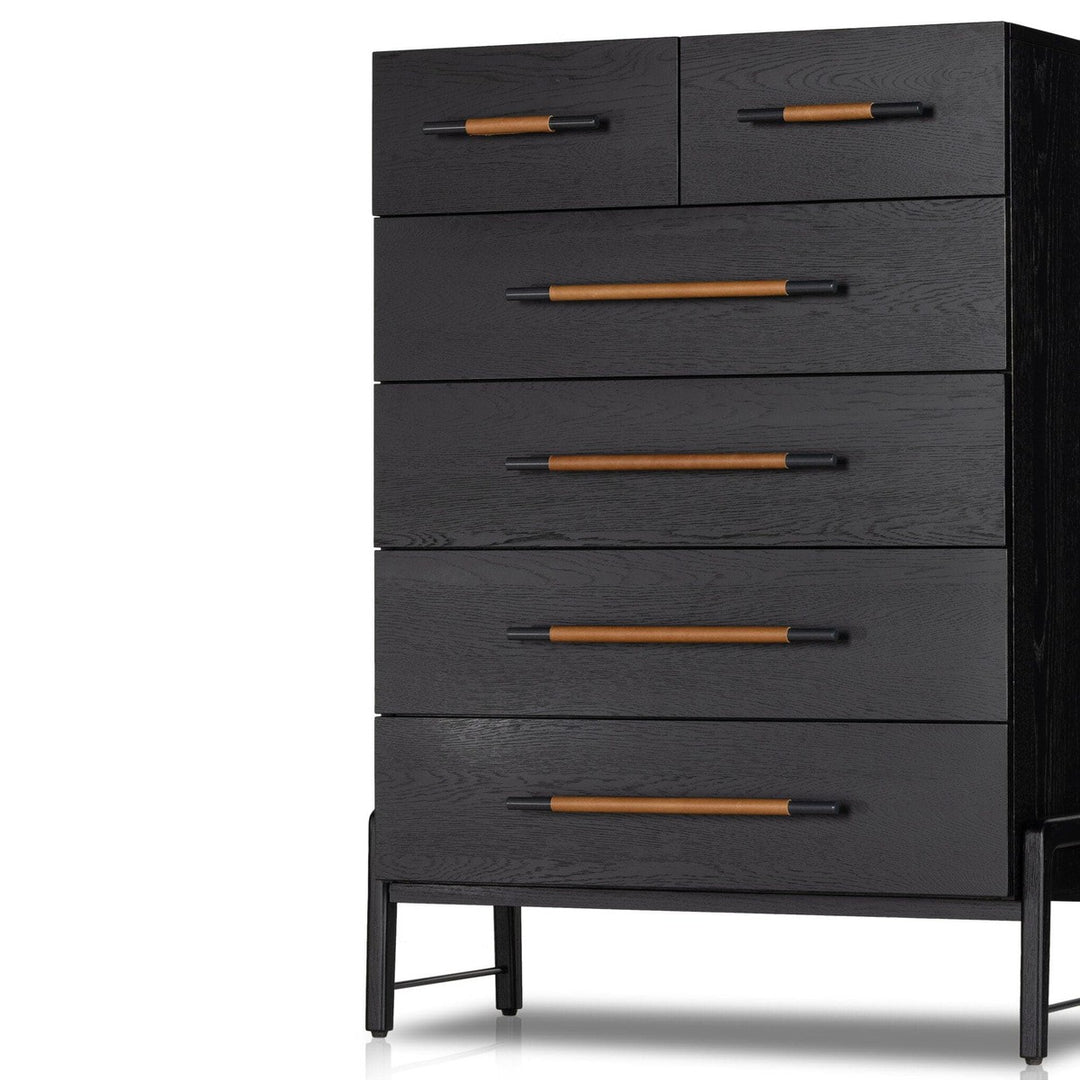 Rosewood 6 Drawer Tall Dresser - Ebony Oak