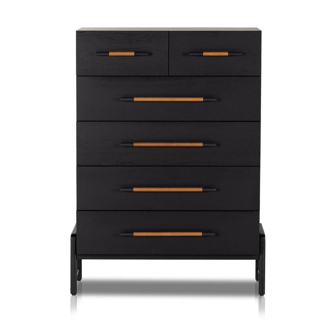 Rosewood 6 Drawer Tall Dresser - Ebony Oak