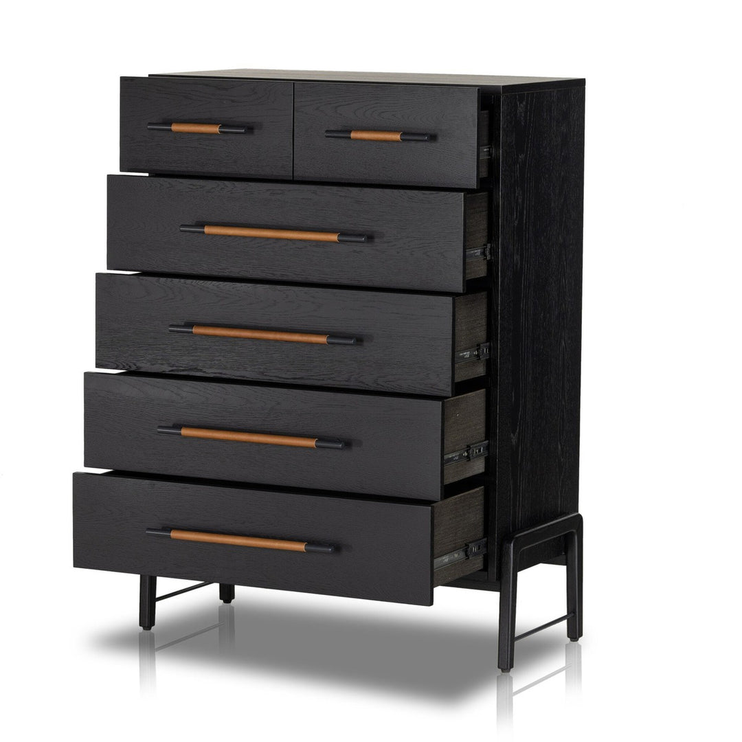 Rosewood 6 Drawer Tall Dresser - Ebony Oak