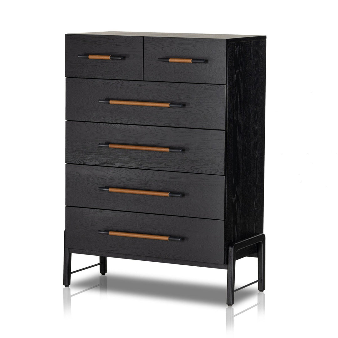 Rosewood 6 Drawer Tall Dresser - Ebony Oak