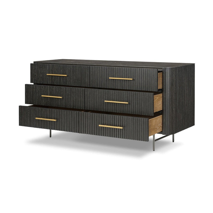 Kingston 6 Drawer Dresser - Distressed Black