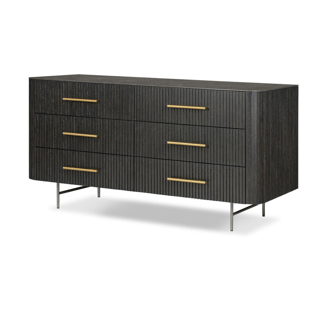 Kingston 6 Drawer Dresser - Distressed Black