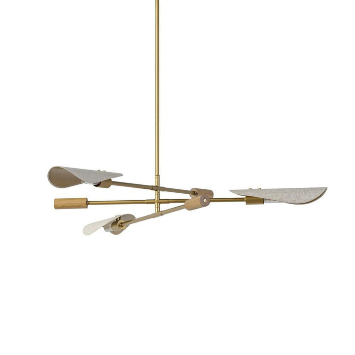 Chandeliers Astrid Chandelier: Flax Linen - Antique Brass - Light Oak