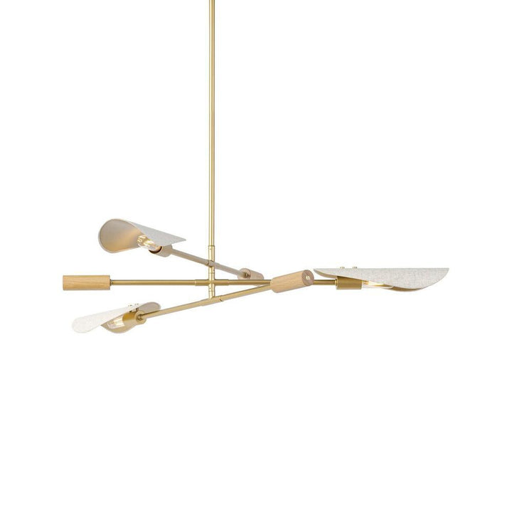 Chandeliers Astrid Chandelier: Flax Linen - Antique Brass - Light Oak