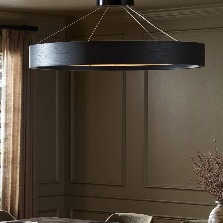 Chandeliers Baum Chandelier: Black Oak Veneer - Jet Black - Black Cord