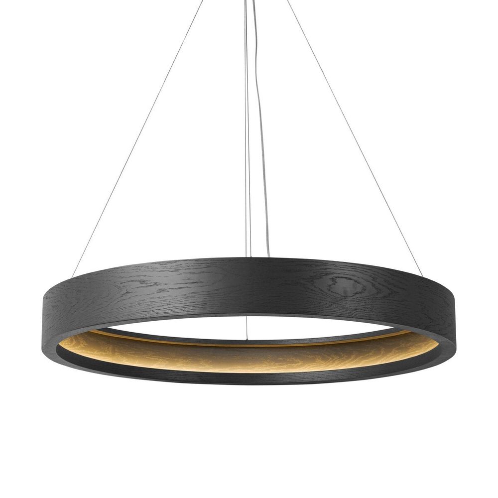 Chandeliers Baum Chandelier: Black Oak Veneer - Jet Black - Black Cord
