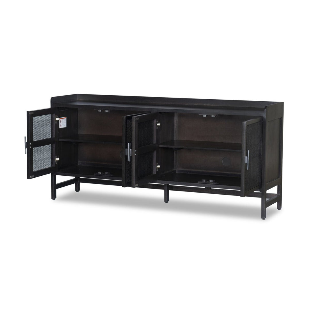 Harmony Sideboard - Black Wash Mango W/ Black Cane - 72"