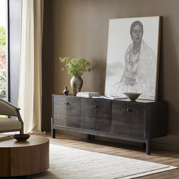 Dane Media Console - Worn Black Parawood