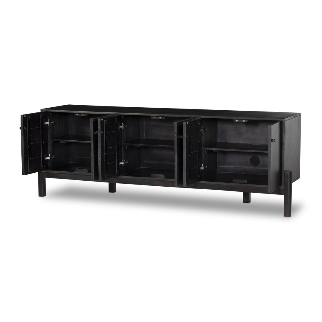 Dane Media Console - Worn Black Parawood