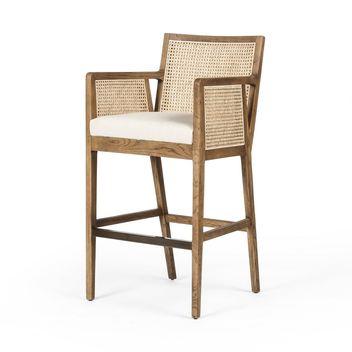 Isabella Cane Bar + Counter Stool - Bar Stool - Toasted Parawood - Savile Flax