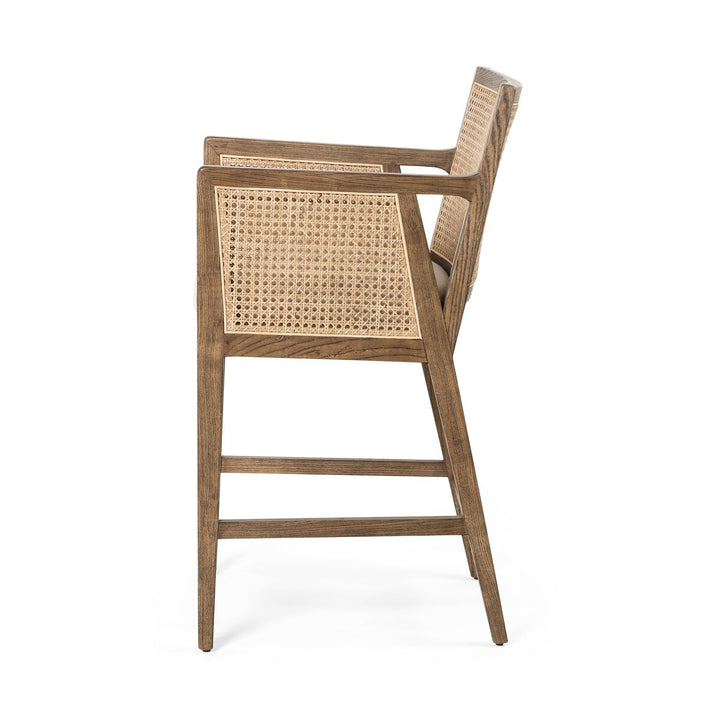 Isabella Cane Bar + Counter Stool - Counter Stool - Toasted Parawood - Savile Flax