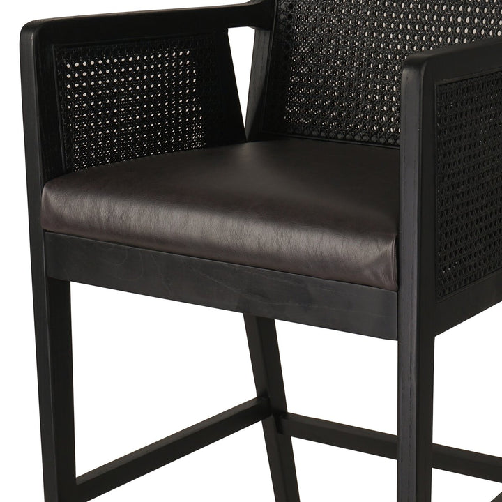 Thayer Cane Bar + Counter Stool - Bar Stool - Brushed Ebony - Sonoma Black