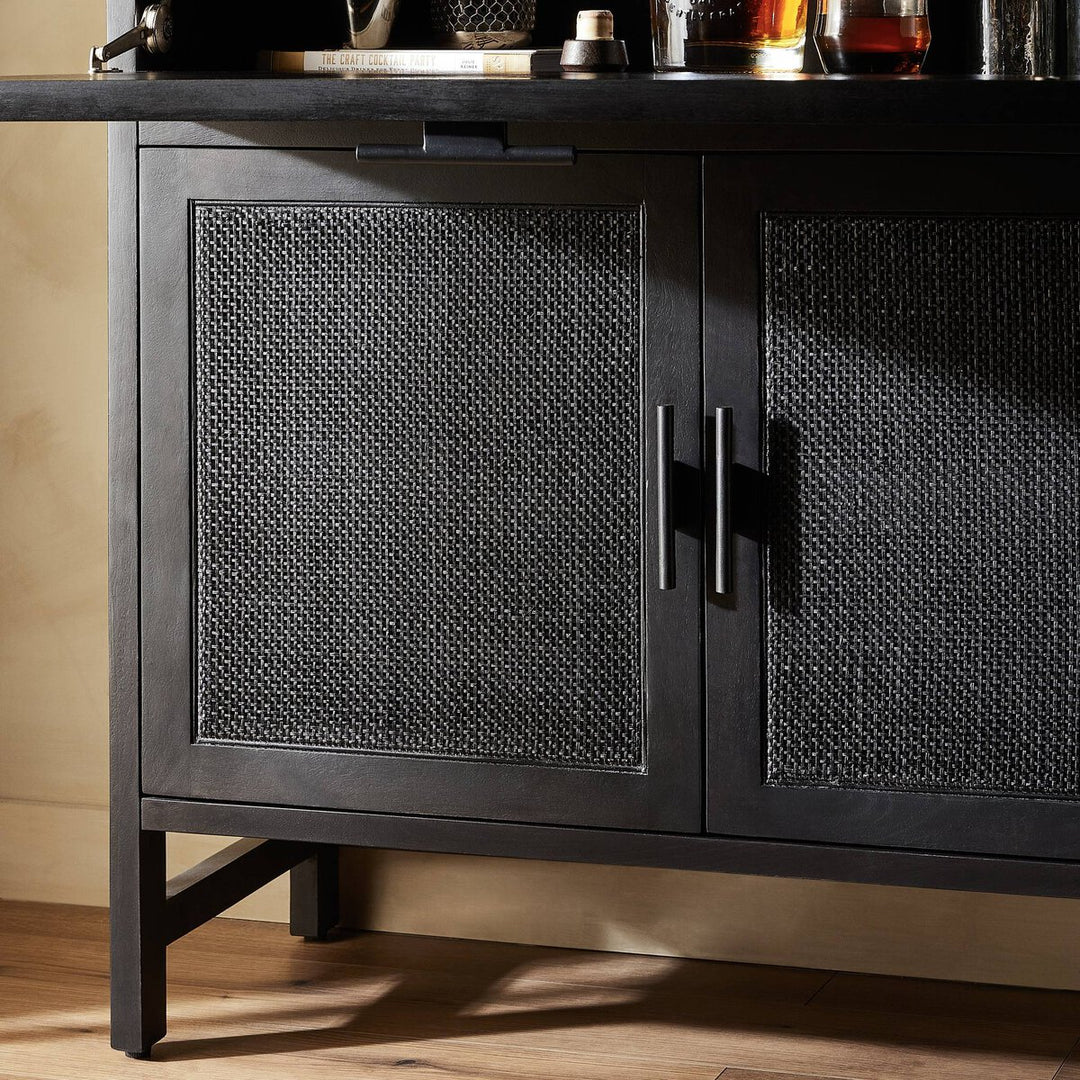 Harmony Bar Cabinet - Black W/ Black Wash Mango