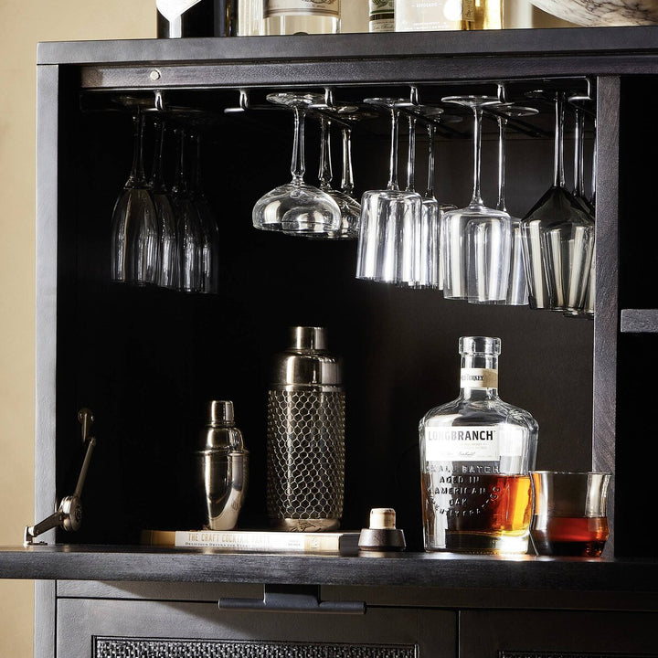 Harmony Bar Cabinet - Black W/ Black Wash Mango