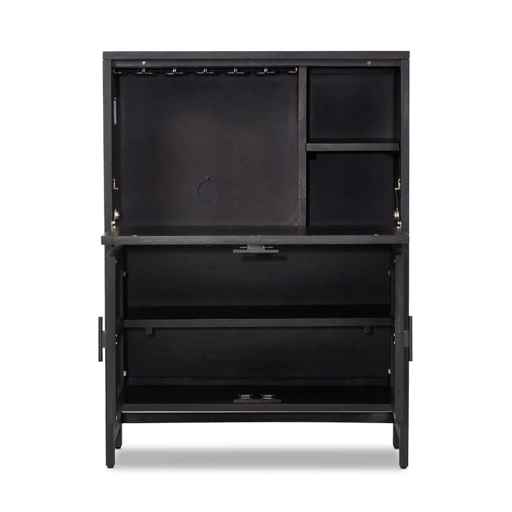 Harmony Bar Cabinet - Black W/ Black Wash Mango