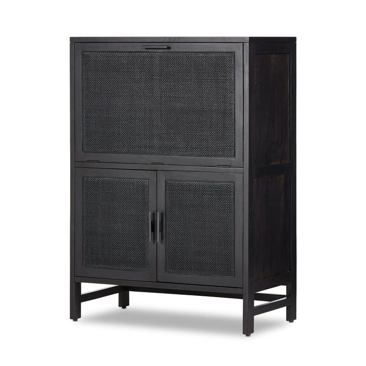 Harmony Bar Cabinet - Black W/ Black Wash Mango