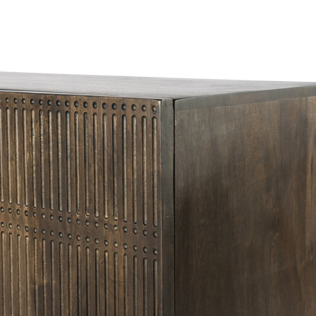 Kellan Media Console - Carved Vintage Brown