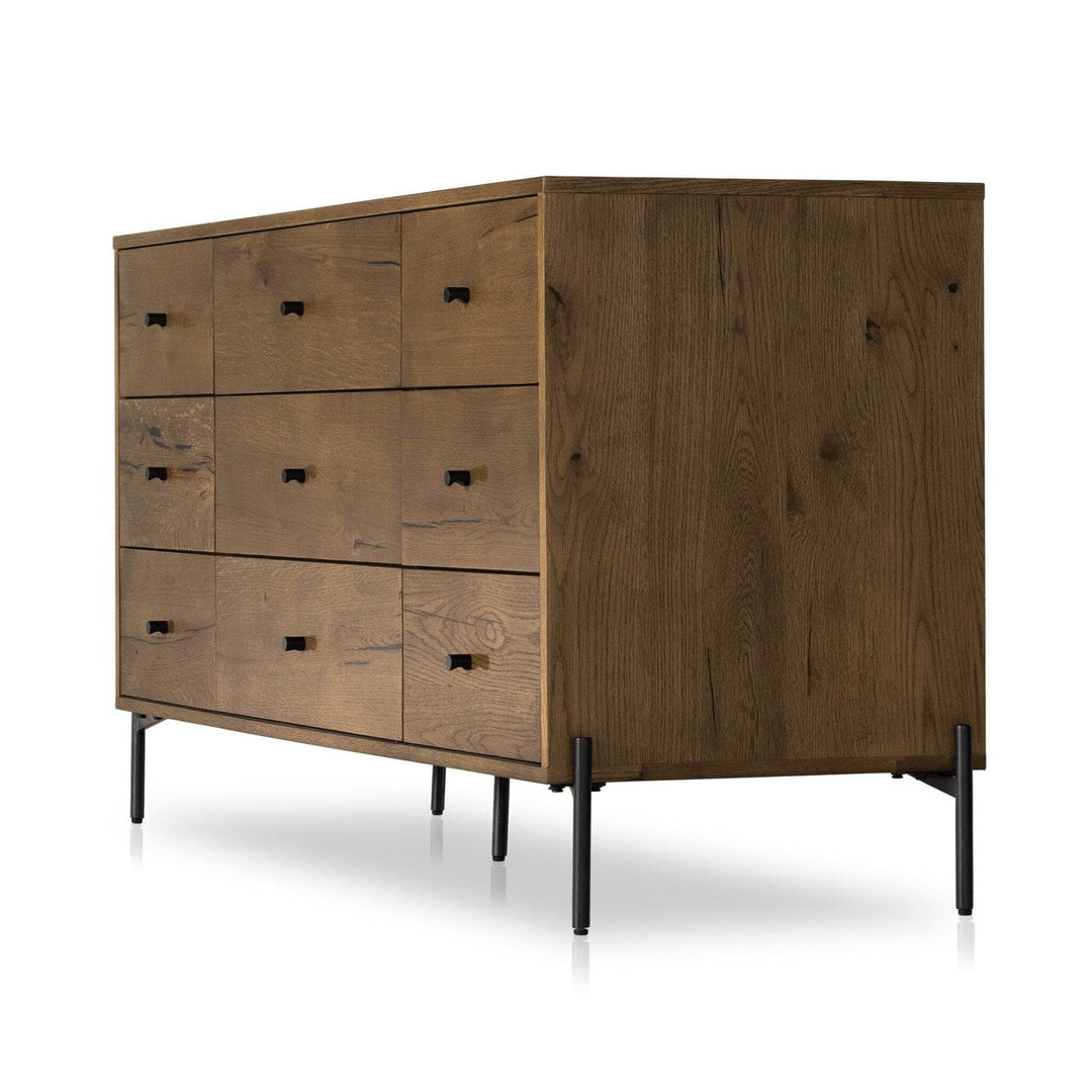 Edwin 9 Drawer Dresser - Amber Oak Resin