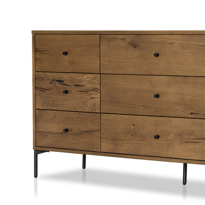 Edwin 9 Drawer Dresser - Amber Oak Resin