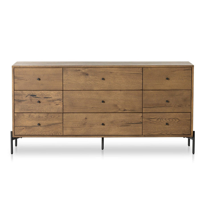 Edwin 9 Drawer Dresser - Amber Oak Resin