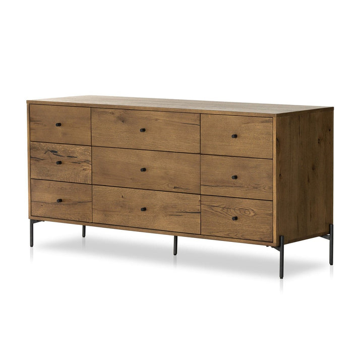 Edwin 9 Drawer Dresser - Amber Oak Resin