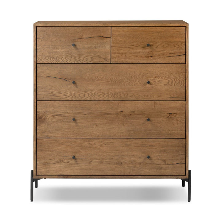 Edwin 5 Drawer Dresser - Amber Oak Resin