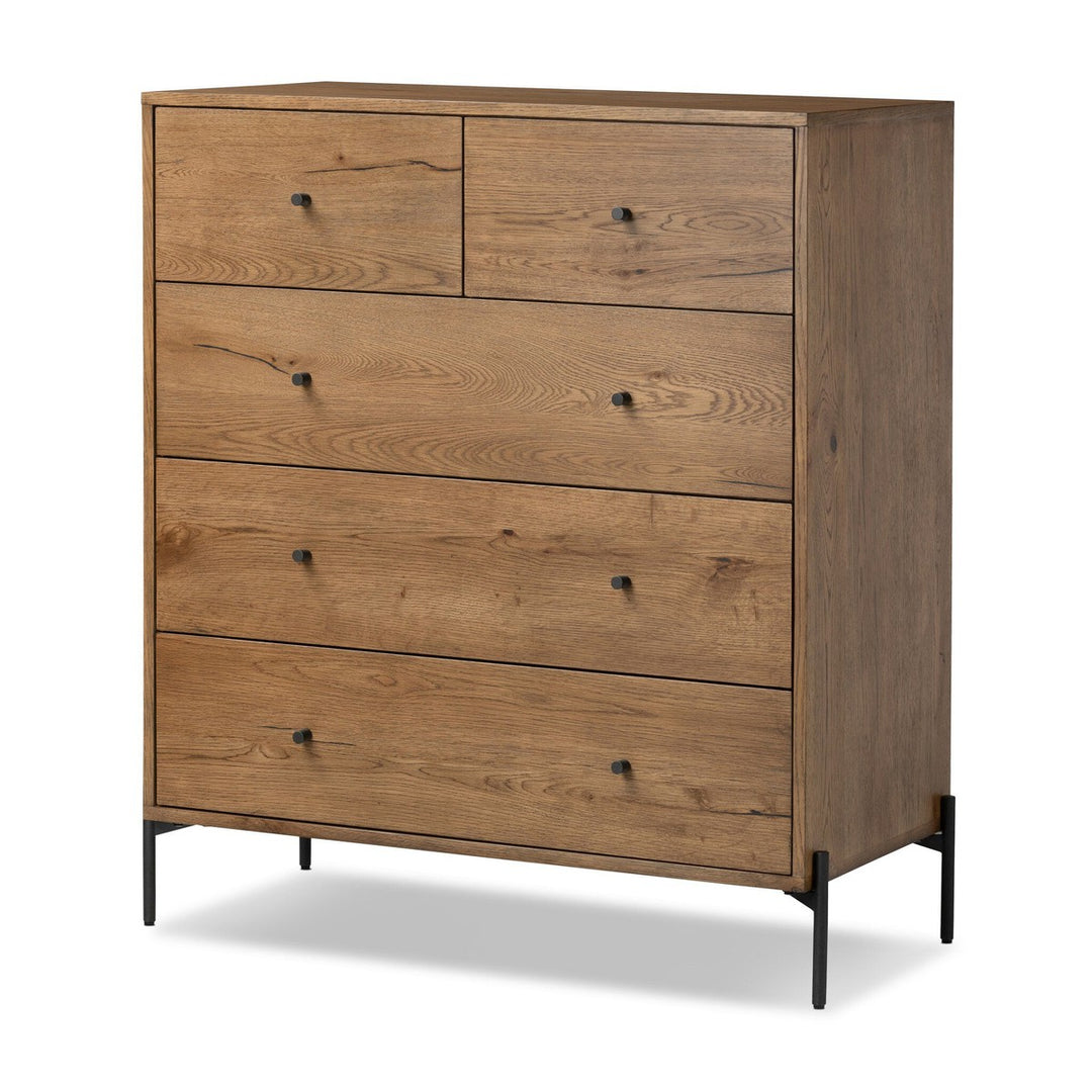 Edwin 5 Drawer Dresser - Amber Oak Resin