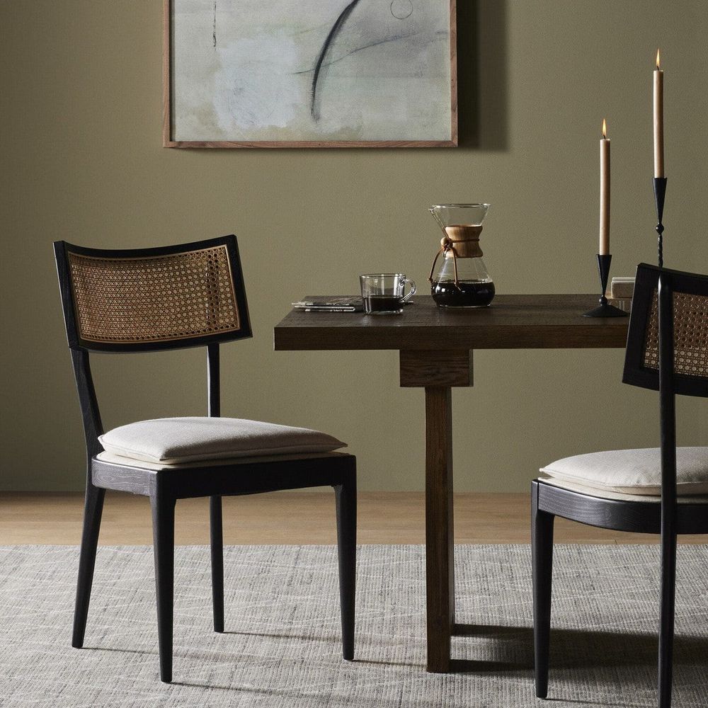 Dining Chairs Talitha Dining Chair - Black with Savile Flax