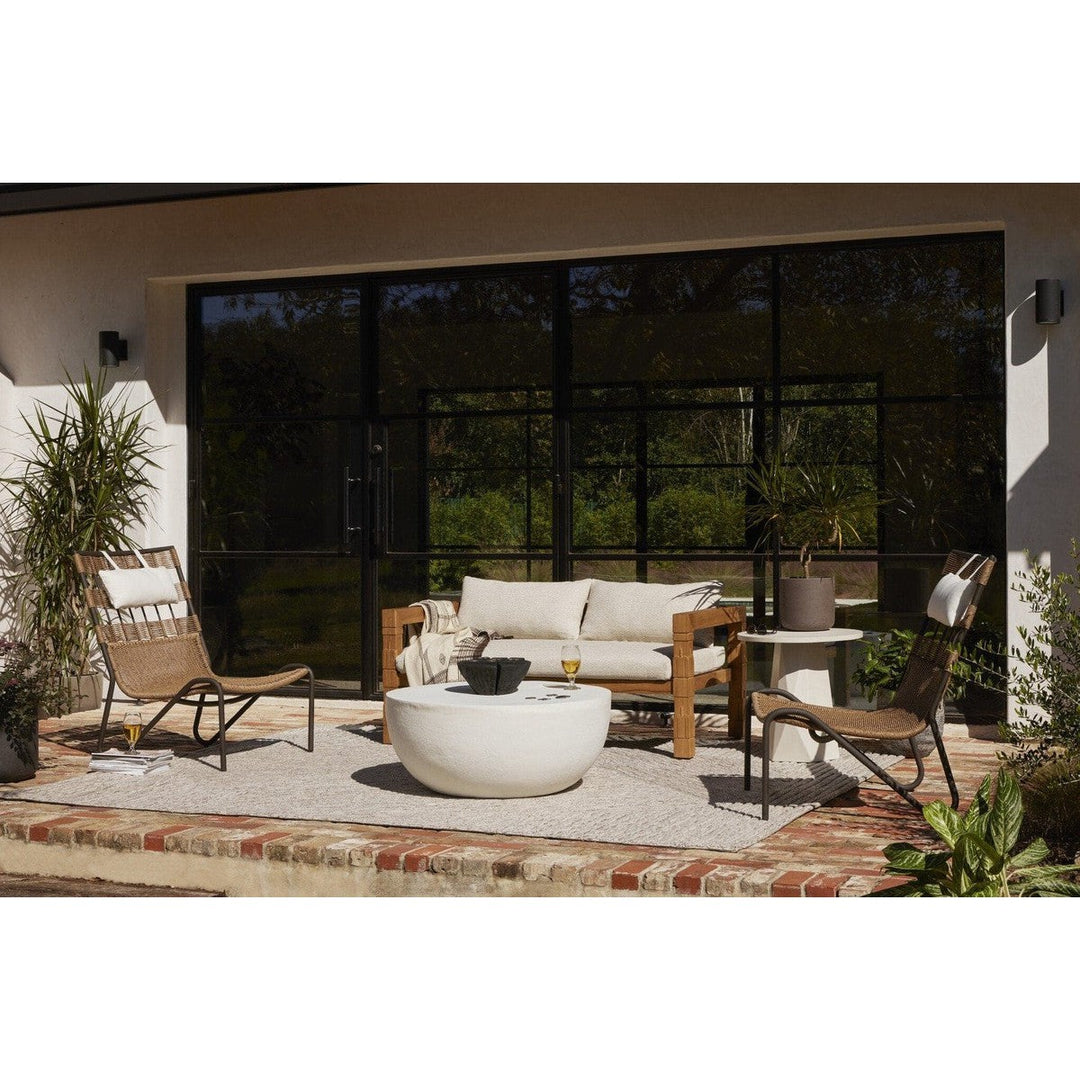 Basilia Outdoor Round Coffee Table - Matte White Cast Aluminum