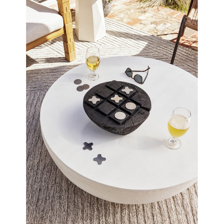 Basilia Outdoor Round Coffee Table - Matte White Cast Aluminum