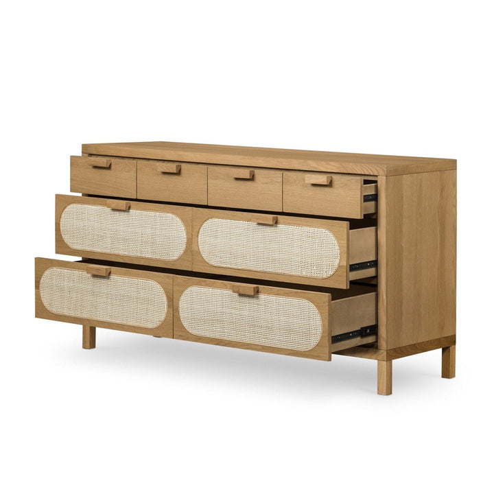 Aurora 8 Drawer Dresser - Light Natural Cane