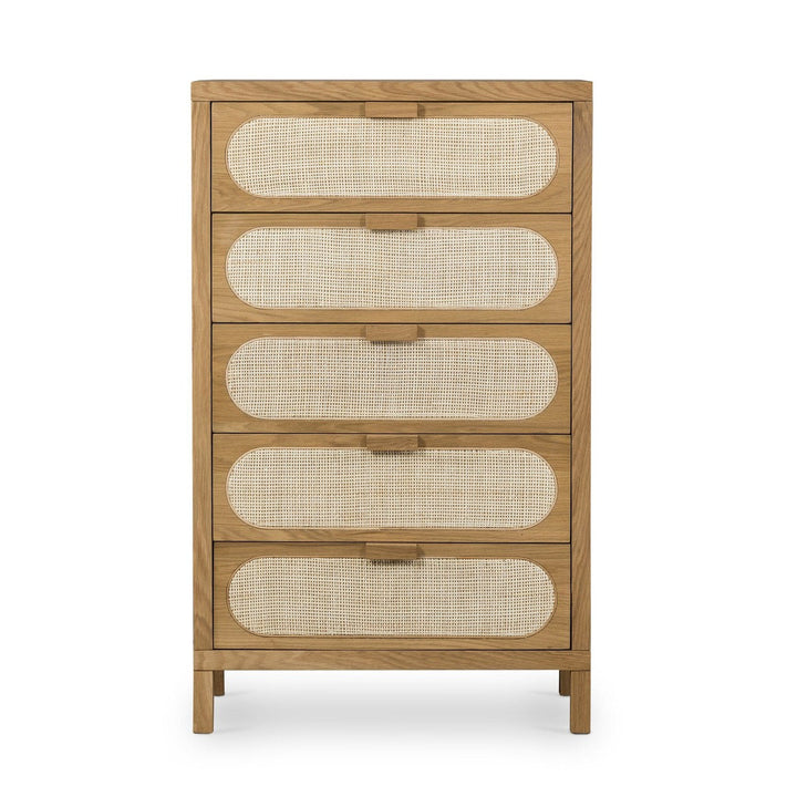 Aurora 5 Drawer Dresser - Light Natural Cane