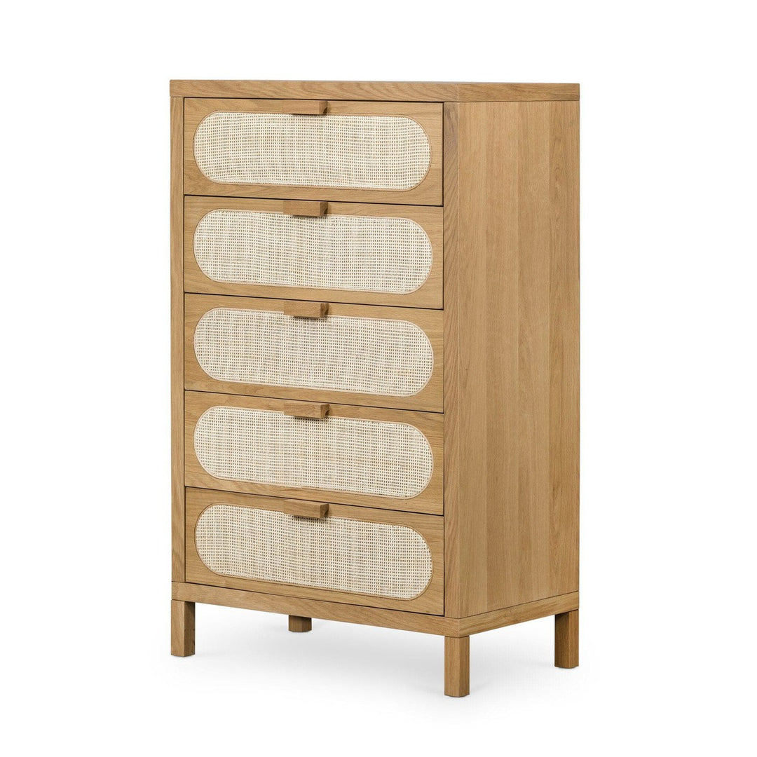 Aurora 5 Drawer Dresser - Light Natural Cane