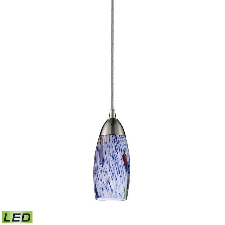 Milan 3'' Wide 1 - Light Pendant-Elk Home-ELK-110-1BL-LED-PendantsSatin Nickel - Starburst Blue Glass-8-France and Son