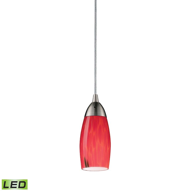 Milan 3'' Wide 1 - Light Pendant-Elk Home-ELK-110-1FR-LED-PendantsSatin Nickel - LED Fire Red Glass-12-France and Son