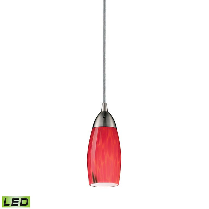 Milan 3'' Wide 1 - Light Pendant-Elk Home-ELK-110-1FR-LED-PendantsSatin Nickel - LED Fire Red Glass-12-France and Son