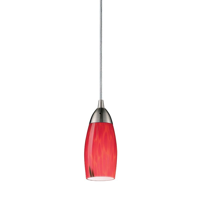 Milan 3'' Wide 1 - Light Pendant-Elk Home-ELK-110-1FR-PendantsSatin Nickel - Fire Red Glass-6-France and Son
